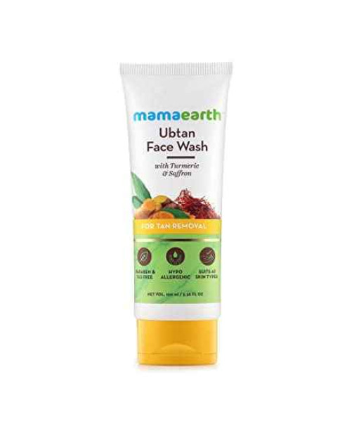 Mamaearth Ubtan Natural Face Wash for All Skin Type with Turmeric, Saffron for Tan removal and Skin brightning 100 ml